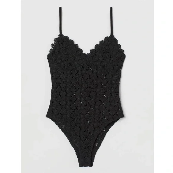 H&M Black Sleek Lace Bodysuit - Picture 1 of 4